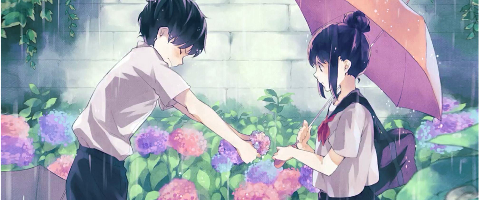 anime boy and girl wallpaper hd Lovely Anime Boy Giving Flowers — Уголок  анимешника