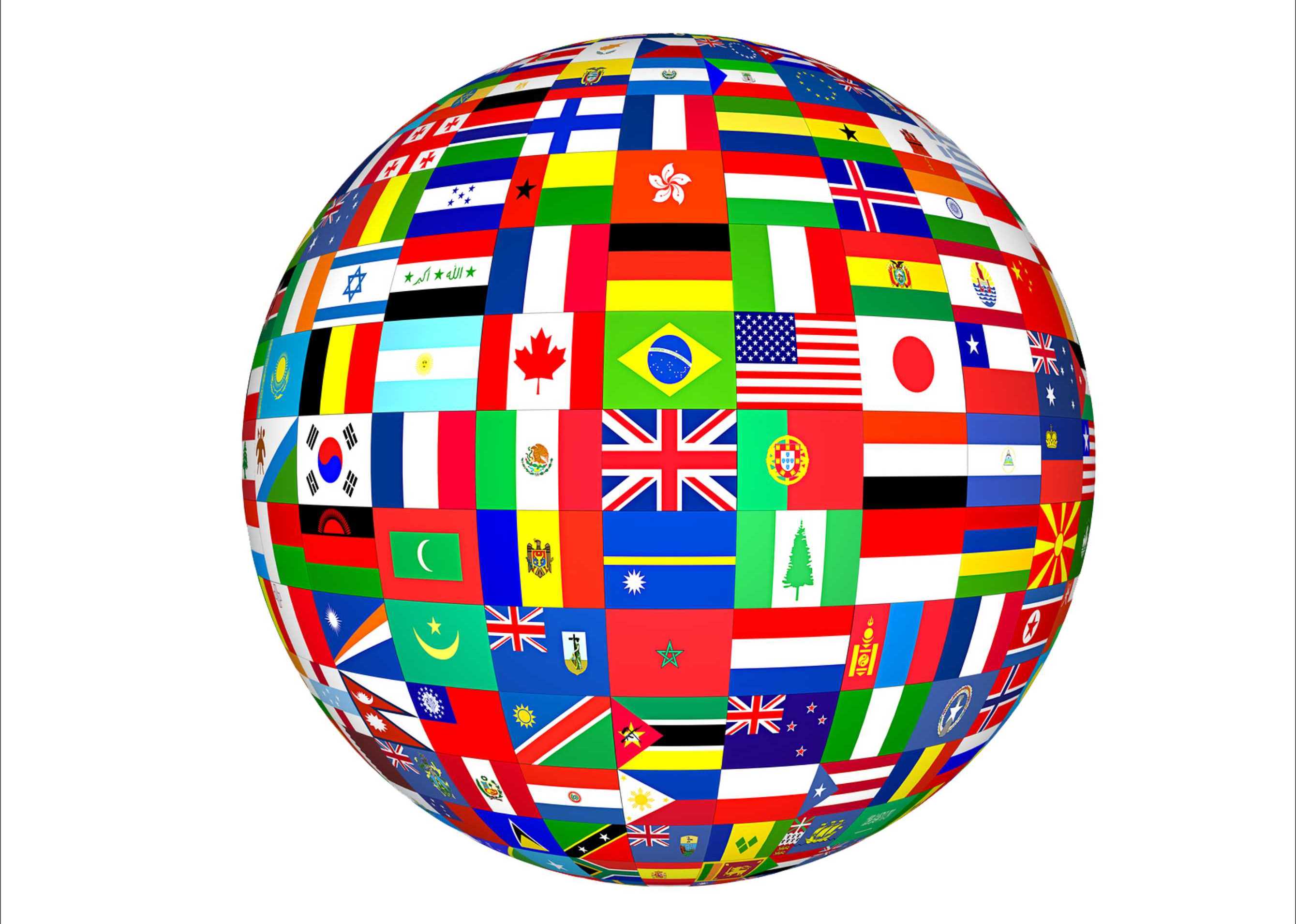 А также многих других стран. Глобус с флагами. Разные флаги. Земной шар с флагами.