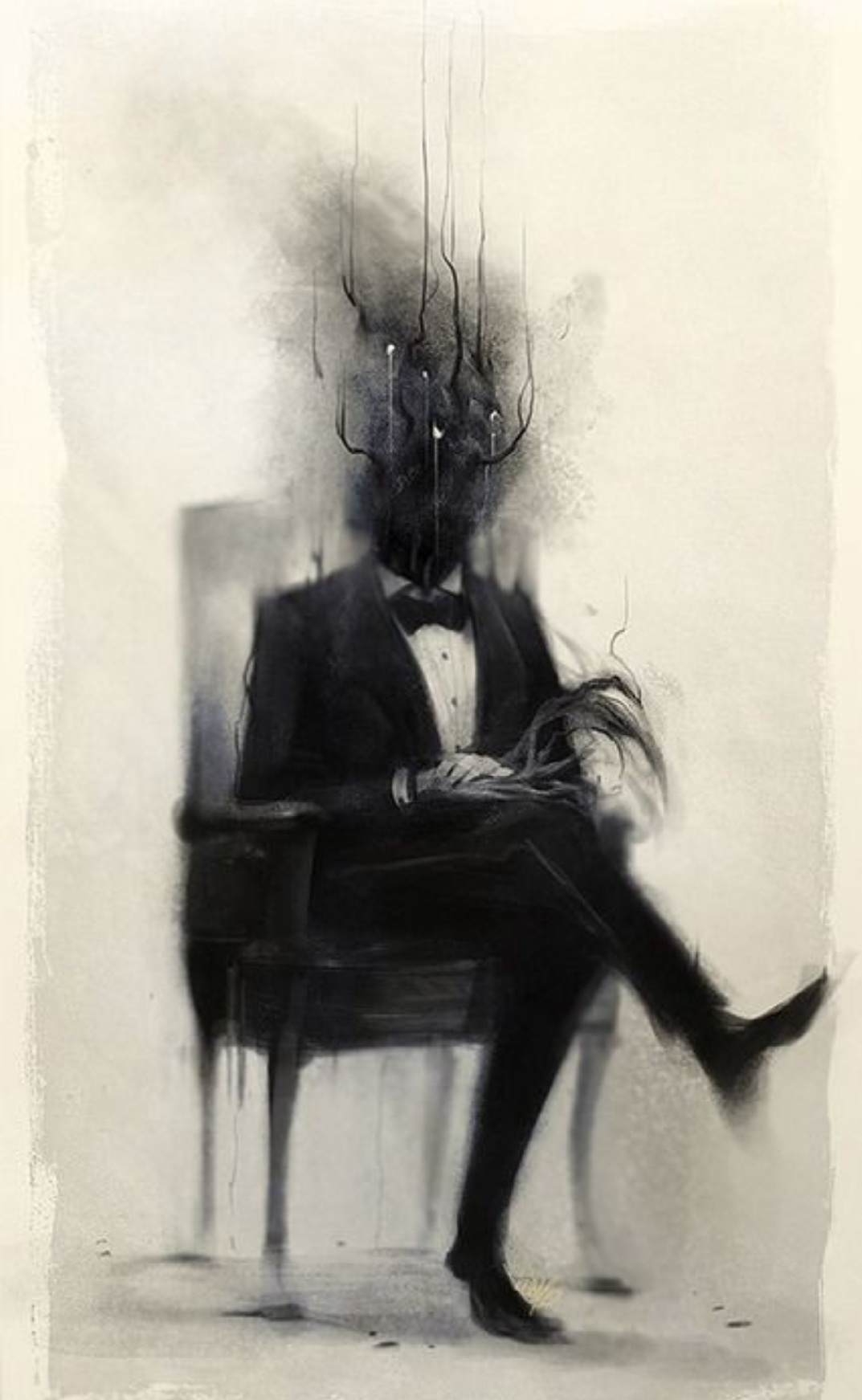 На шее мужика сидел призрак. Мрачные картины художников. Одиночество иллюстрация. Темный человек арт.