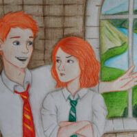 Гарри Поттер,Фред Уизли : "Не злись, тебе идет рыжий. Теперь ты одна из нас!"