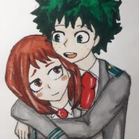 Идзуку Мидория и Очака Урарака из Моей Геройской Академии 